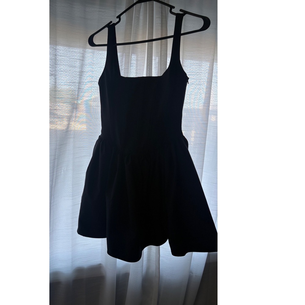 Zara‎ Black Ruched Corset Mini Dress Bubble Skirt Pockets XS New With Tags